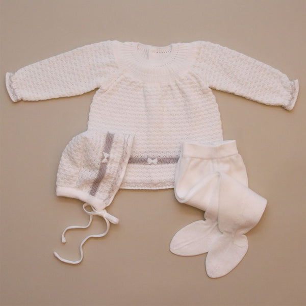 Three Piece White and Gray Knit Sweater Set – Uniqueness Austin
